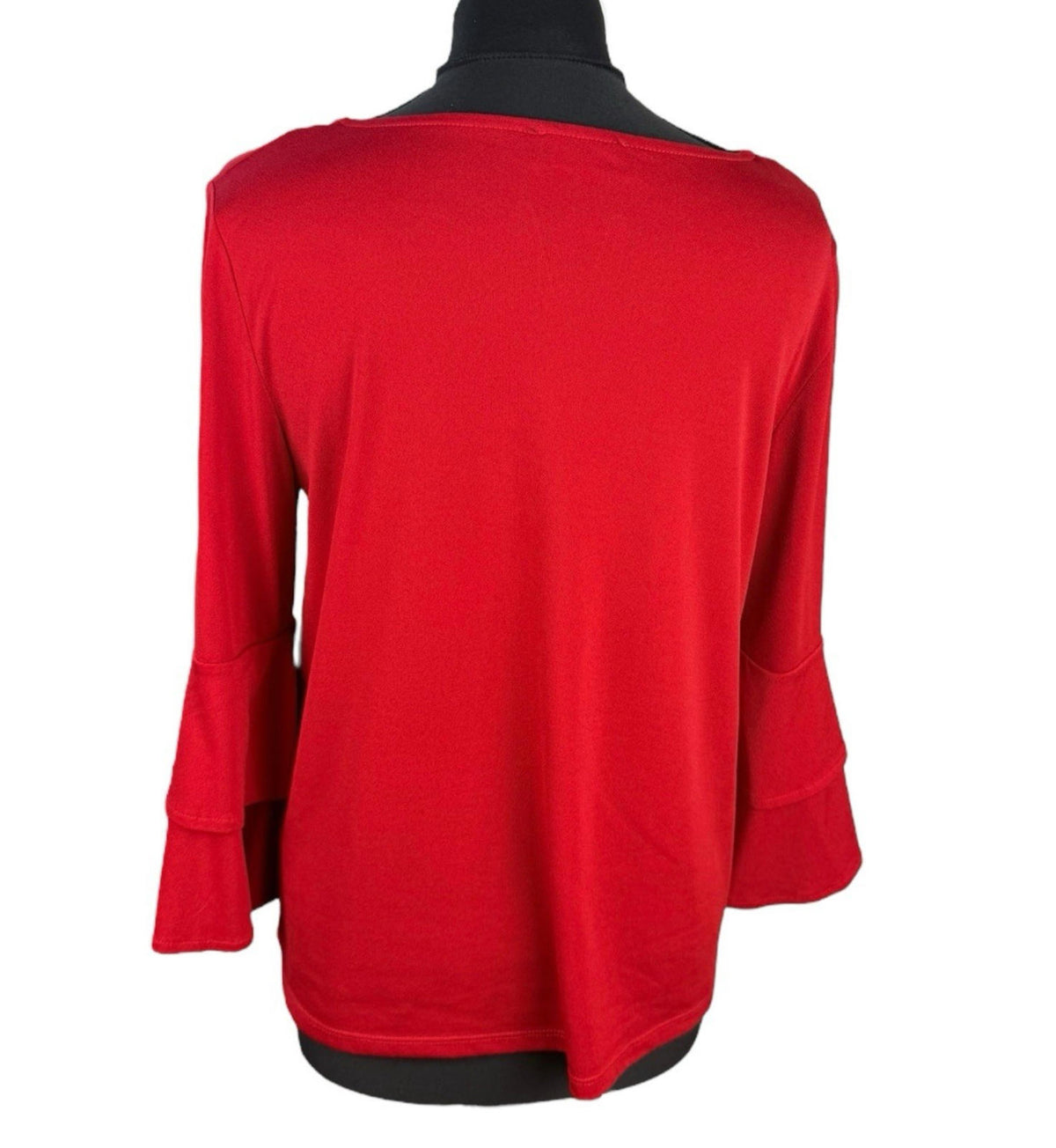 Klass Red Klass Bright Red Blouse 3/4 Sleeve Gold Buckle Detail Women's UK Size M