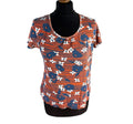Maine Orange Floral T-shirt Top Blouse Crew Neck Women's UK Size 14