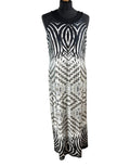 Black & Beige Maxi Dress Round Neck Stretch Women’s UK Size 14