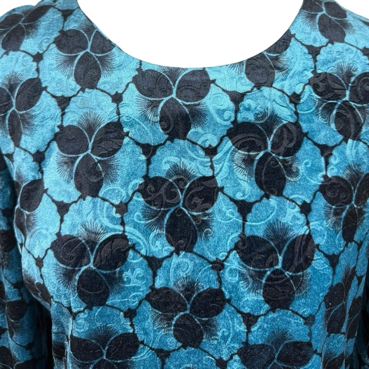 Honor Milburn Black Honor Milburn Velour Top Women's UK Size 12 Floral Velour Blue Black
