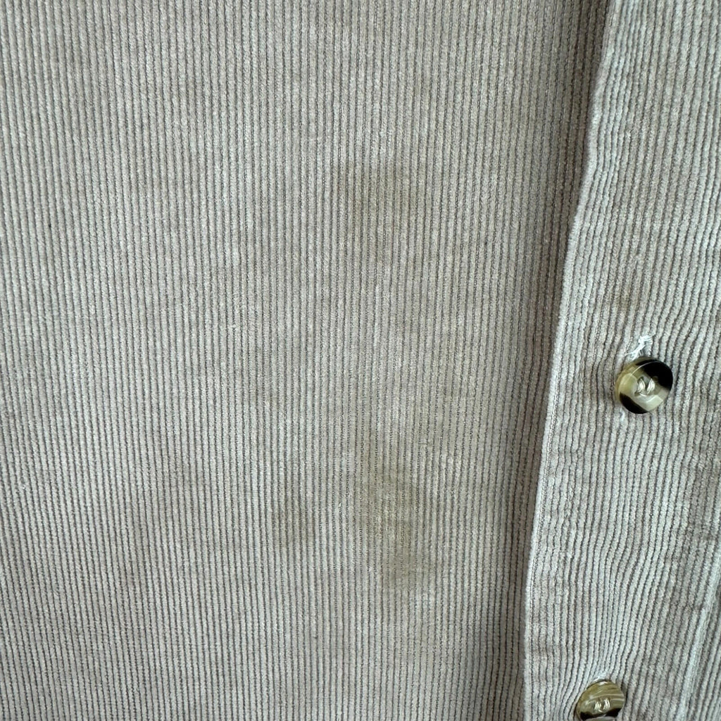 Windbreaker Corduroy Shirt Men's UK Size XL Beige Pockets Long Sleeve