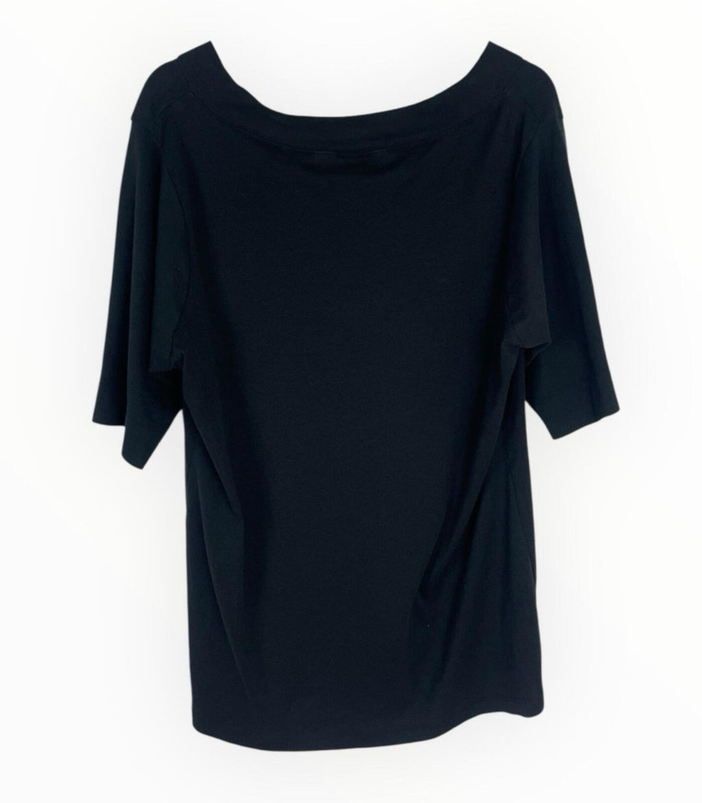New Look Cotton T-Shirt Top Women's UK Size 26 Short Sleeve V Neck Black