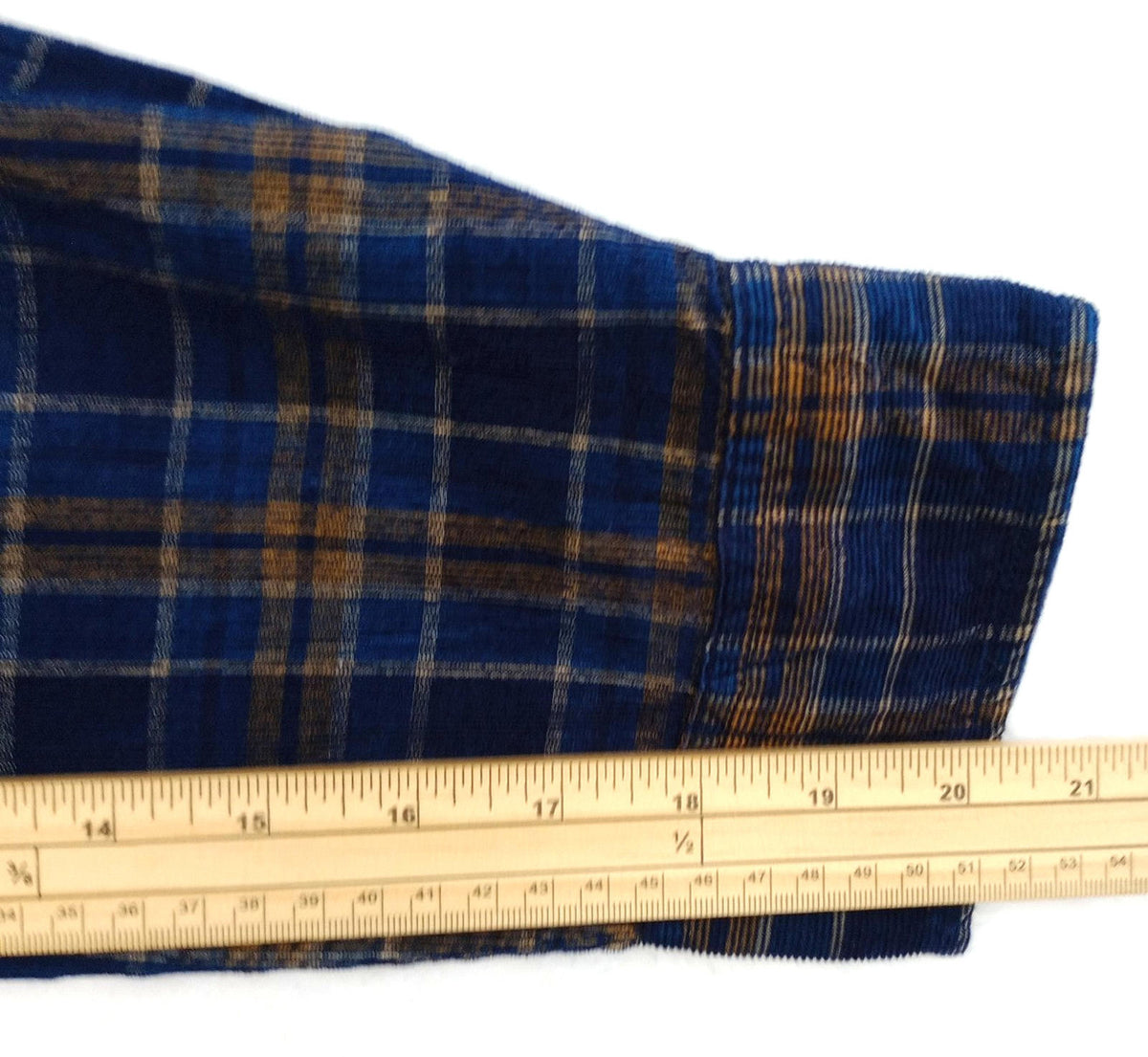 Sonoma Corduroy Shirt Men's UK Size 2XL Blue Check Pocket 100% Cotton Easy Care