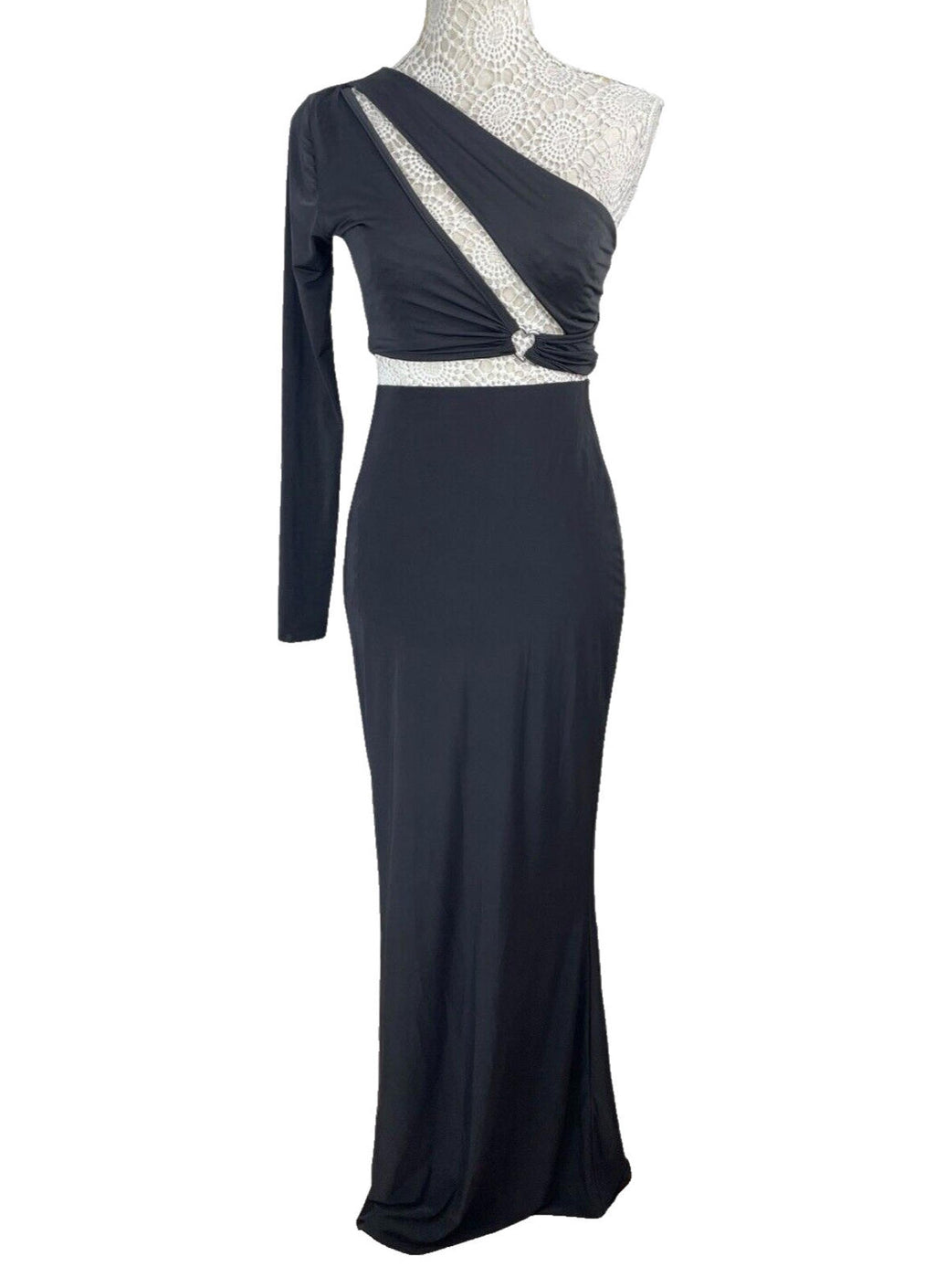 One Shoulder Cut Out & Skirt Co Ord Women’s UK Size 8 Black Evening Formal Heart