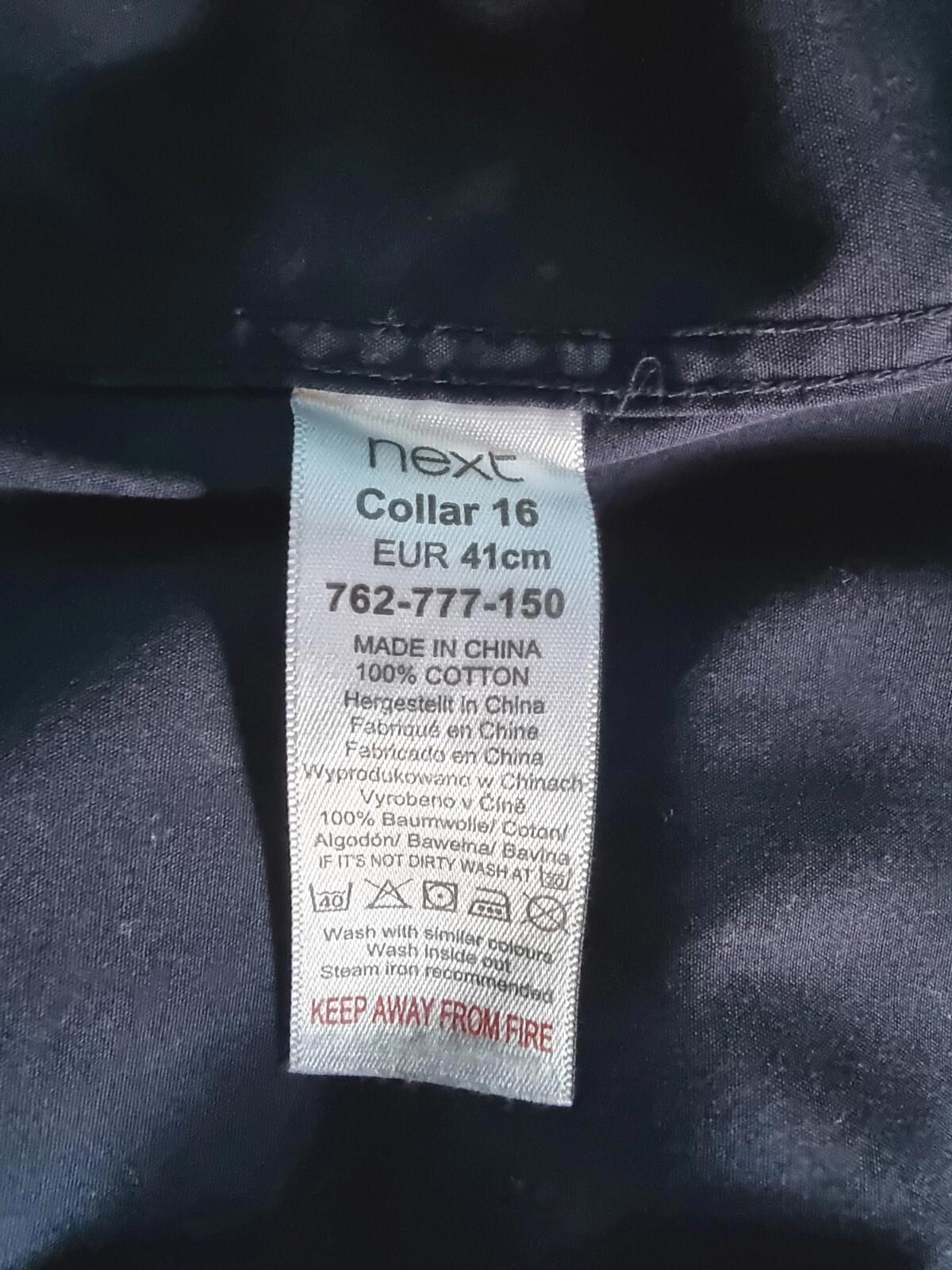 Next Shirt Slim Fit Long Sleeve Blue 100% Cotton Men's 16" Collar 38"- 40" Chest