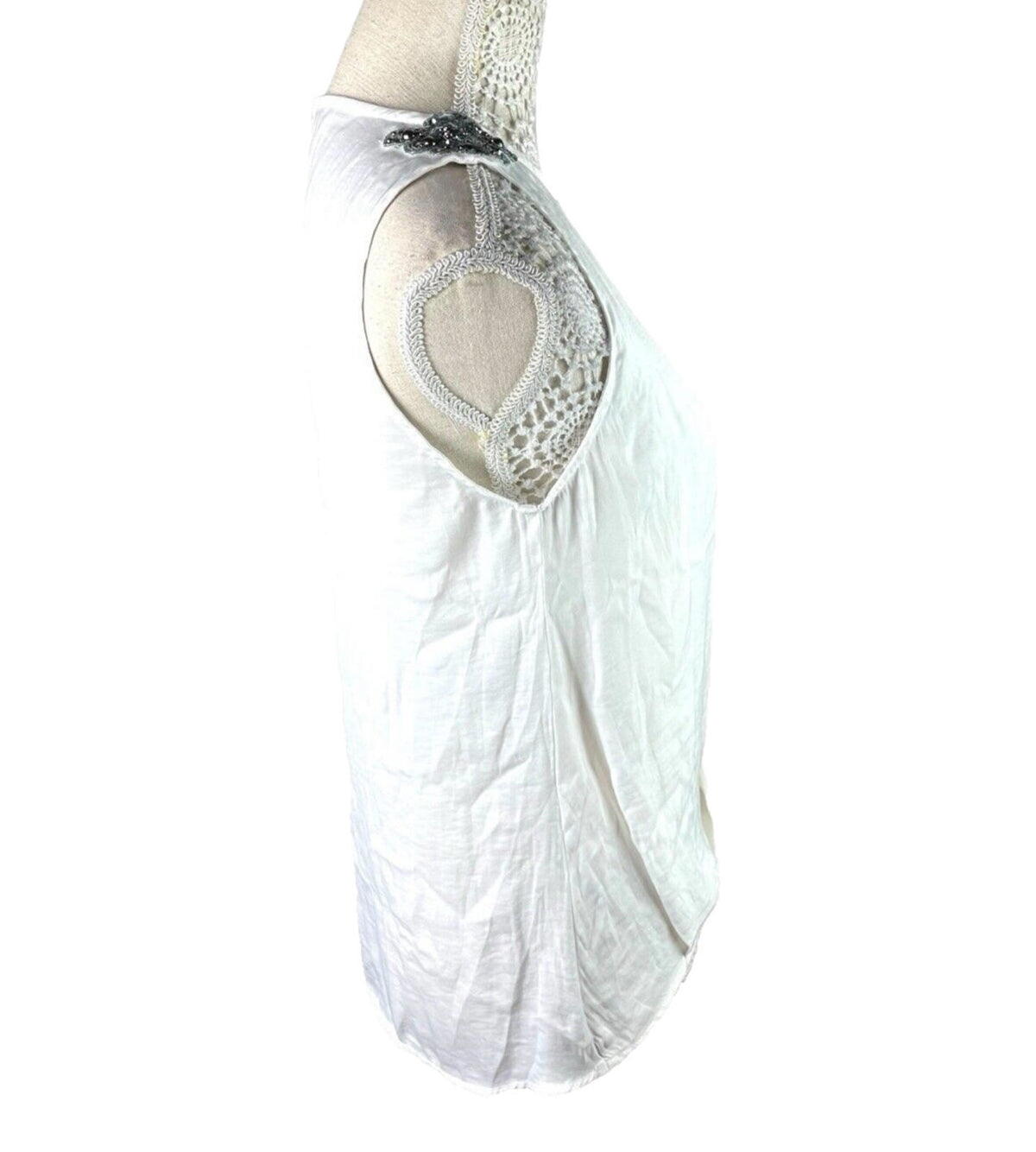 Zara White Vest Top Embellished Shoulder Women's UK Size S
