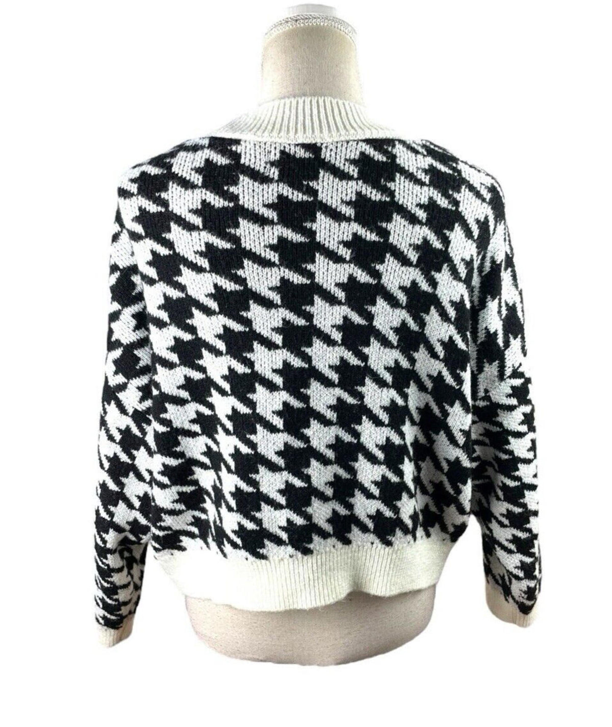 Stradivarius Black & White Houndstooth Jumper Relaxed Fit Women's UK Size XS