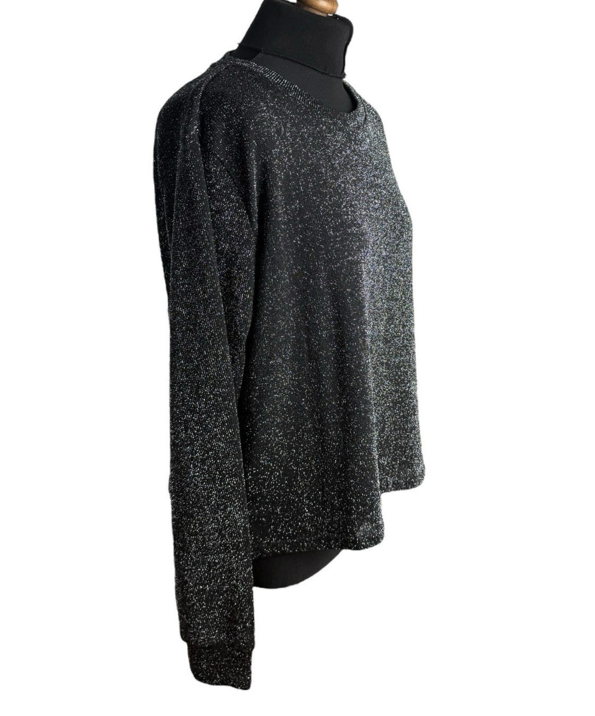 Divided Black Silver Sparkle Sweater Jumper Women's UK Size L Crew Neck
