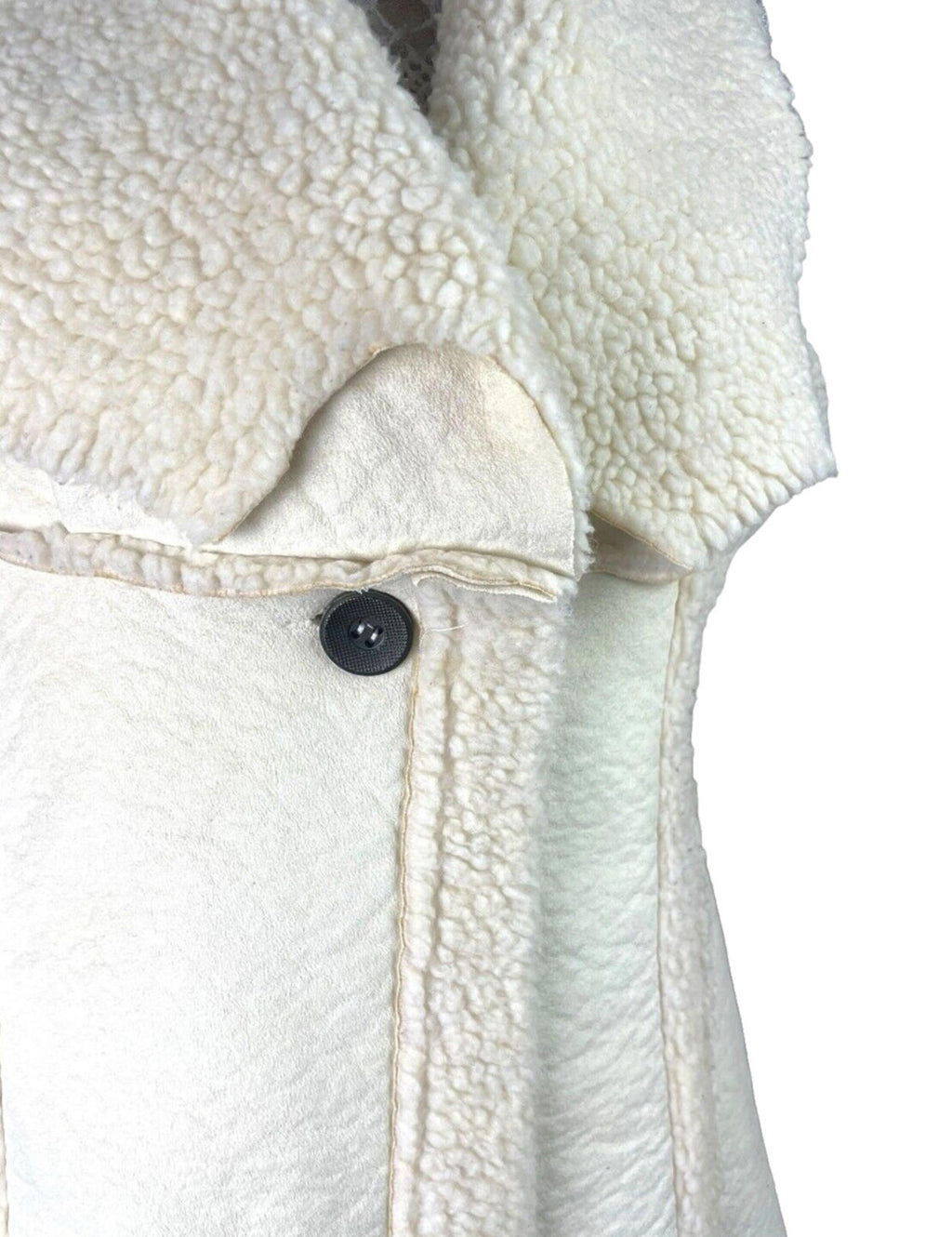 Beige Italian Cream Gilet Faux Leather Sherpa Lining Women's UK Size L (12)