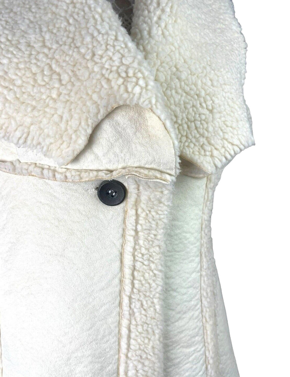 Beige Italian Cream Gilet Faux Leather Sherpa Lining Women's UK Size L (12)