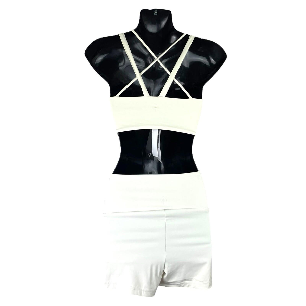 Stradivarius Co Ord Set Women's UK Size XS Shorts & Crop Top Padded Ivory Lycra