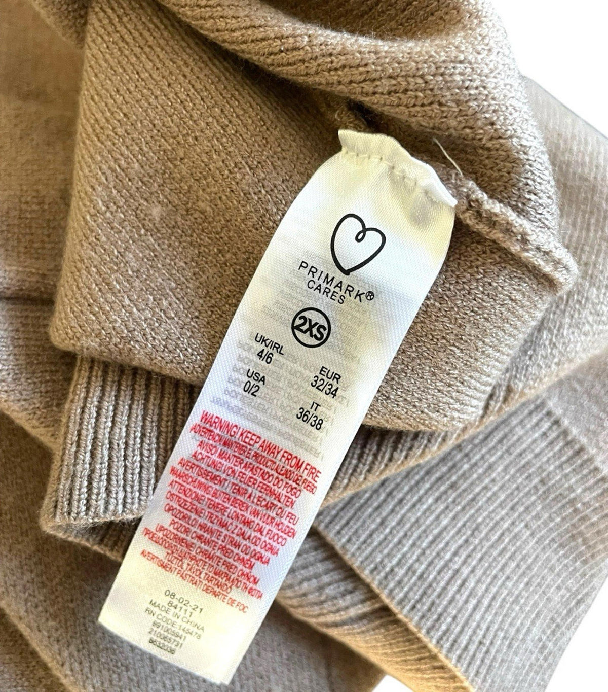 Primark Cares Stone Hooded Jumper Women's UK Size 2XS