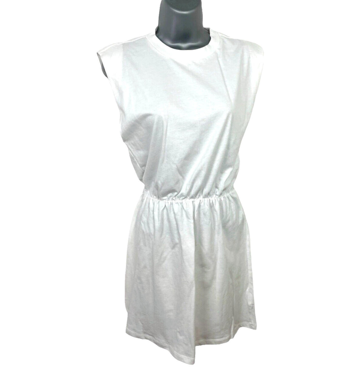 Divided Dress White Jersey Elastic Waist Women’s UK Size 2XS Over Sized