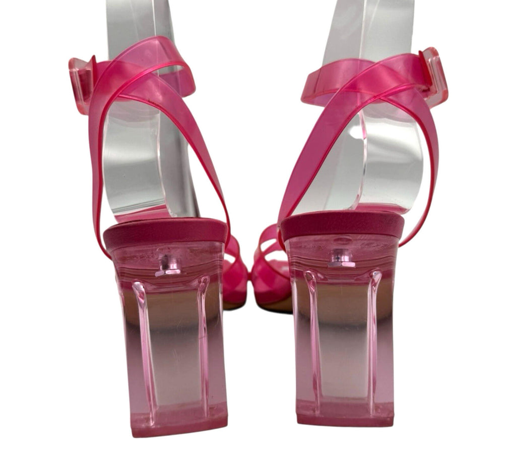 Primark Pink Primark Jelly Strap Block Heel Shoes Women's UK Size 3 Square Open Toe Pink