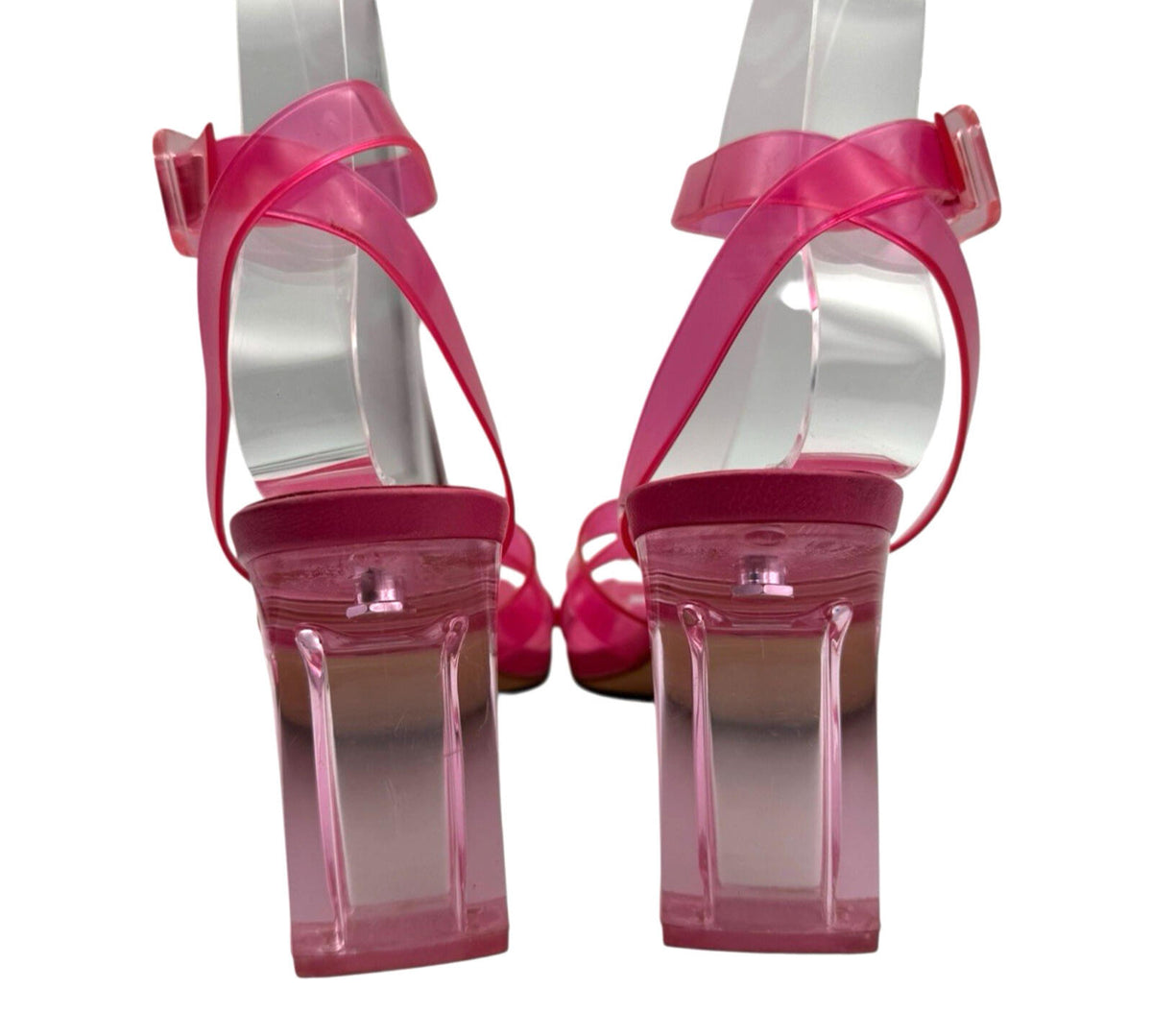 Primark Pink Primark Jelly Strap Block Heel Shoes Women's UK Size 3 Square Open Toe Pink