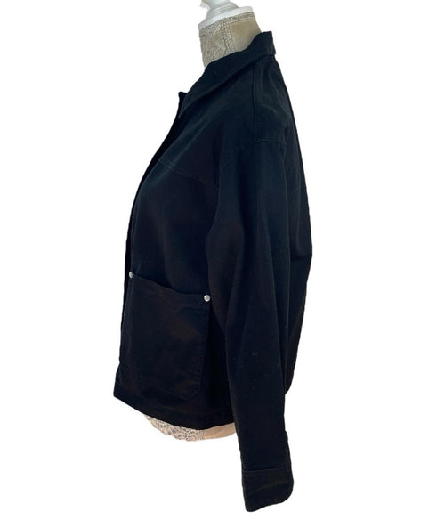 ASOS Petite Black Denim Jacket Relaxed Fit Women's UK Size 8