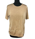 Eyecasuals Gold EyeCasuals Woven T-Shirt Blouse Top Women's UK Size M / L Shirt Sleeve Sequin