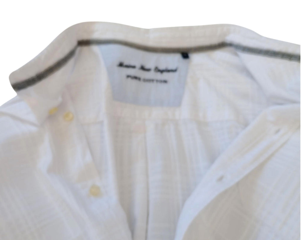 Maine New England Shirt Short Sleeve White 100% Cotton Pocket Men's UK Size XL