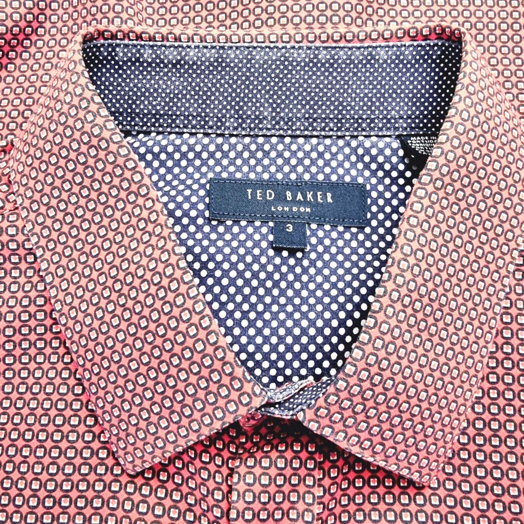 Ted Baker Shirt Size 3 Geometric Pattern 38" Chest Men's UK Size Large