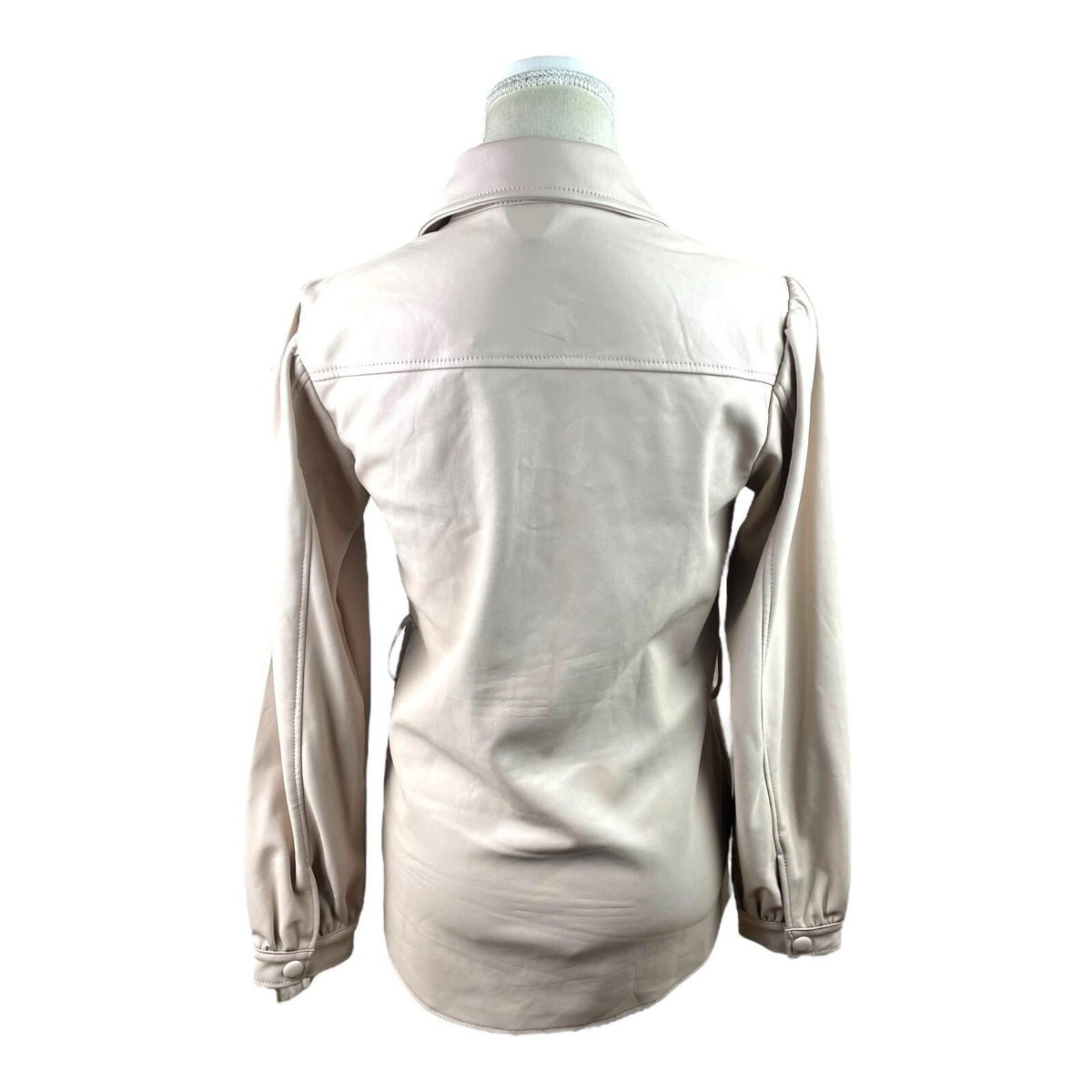 Miss Selfridge Beige Faux Leather Shirt Collared Women's UK Size 8