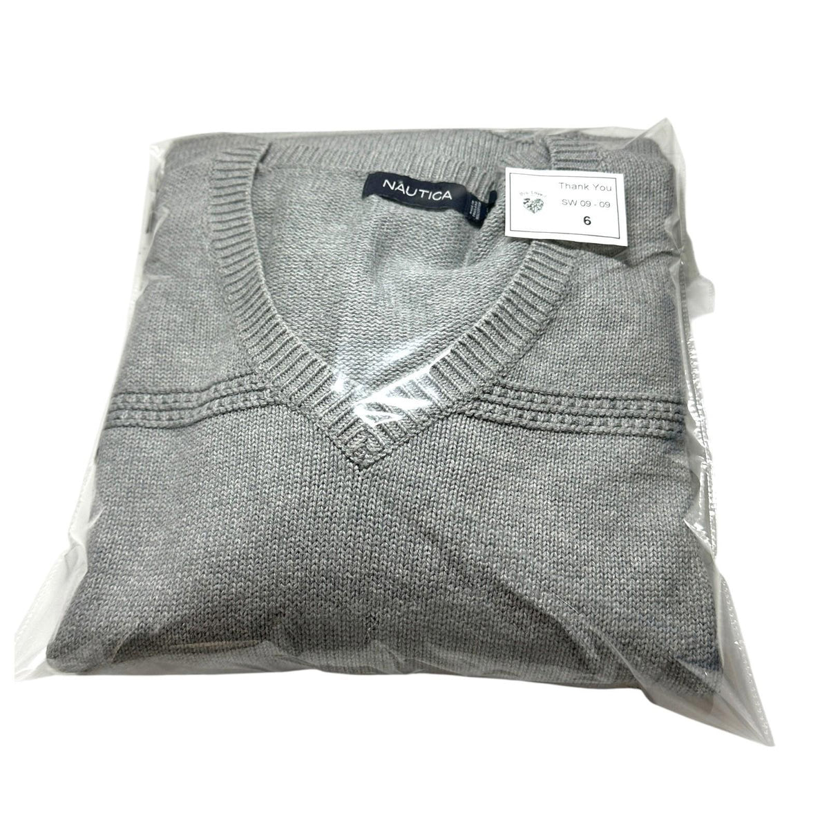 Nautica Gray Nautica Knit Jumper Men's UK Size XL Grey Stripe Long Sleeve 100% Cotton Sweater
