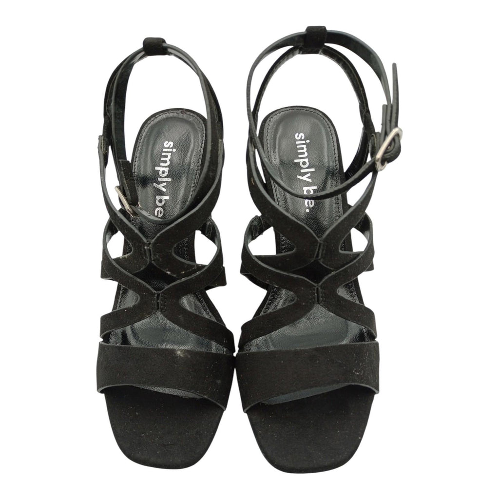 Simply Be Black Simply Be Block Heel Platform Sandals Women's UK Size 4 Black High Strappy Shoes