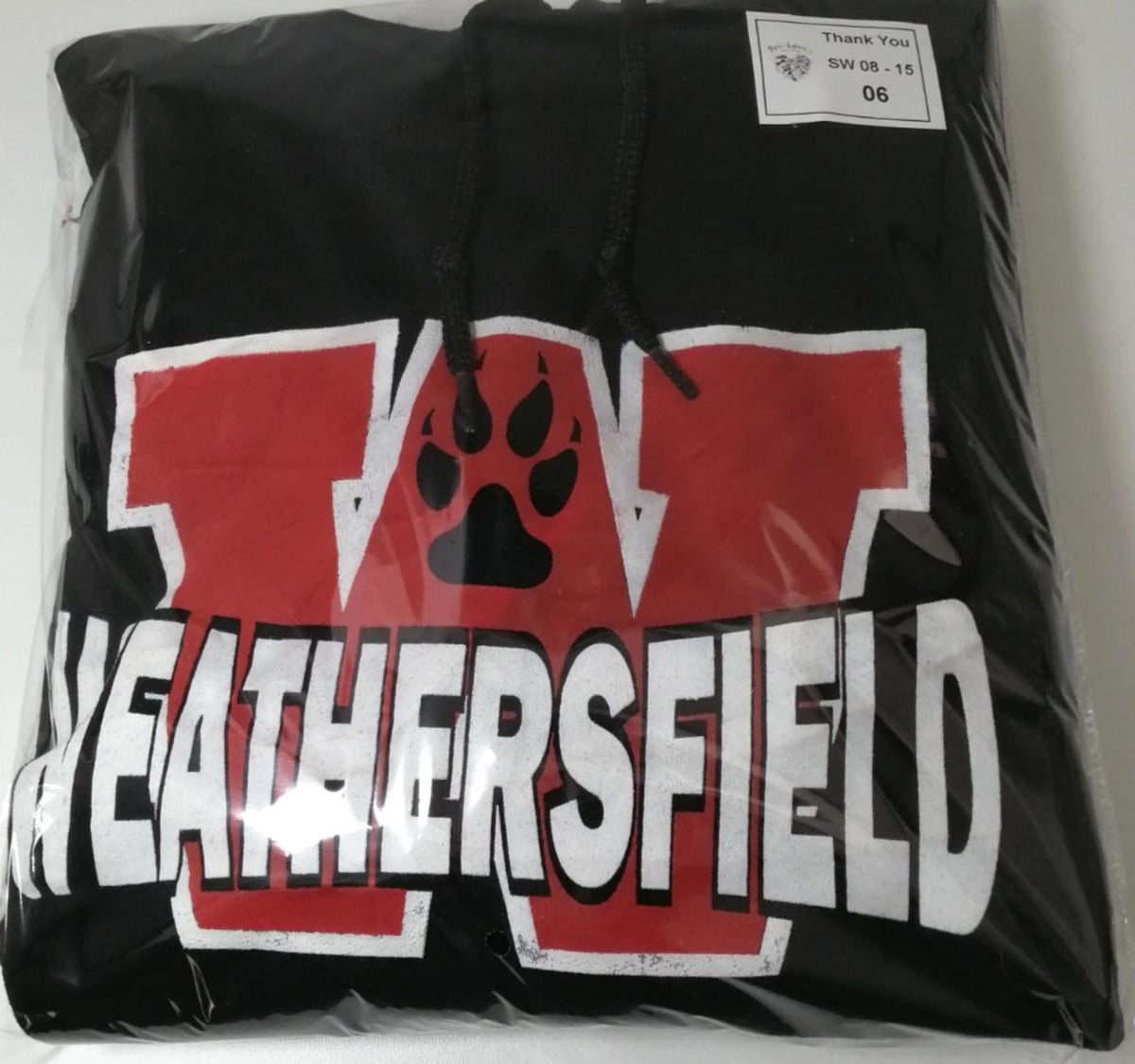 Weathersfield School Sports Hoodie Men's Size S Black Jersey Hooded Pockets