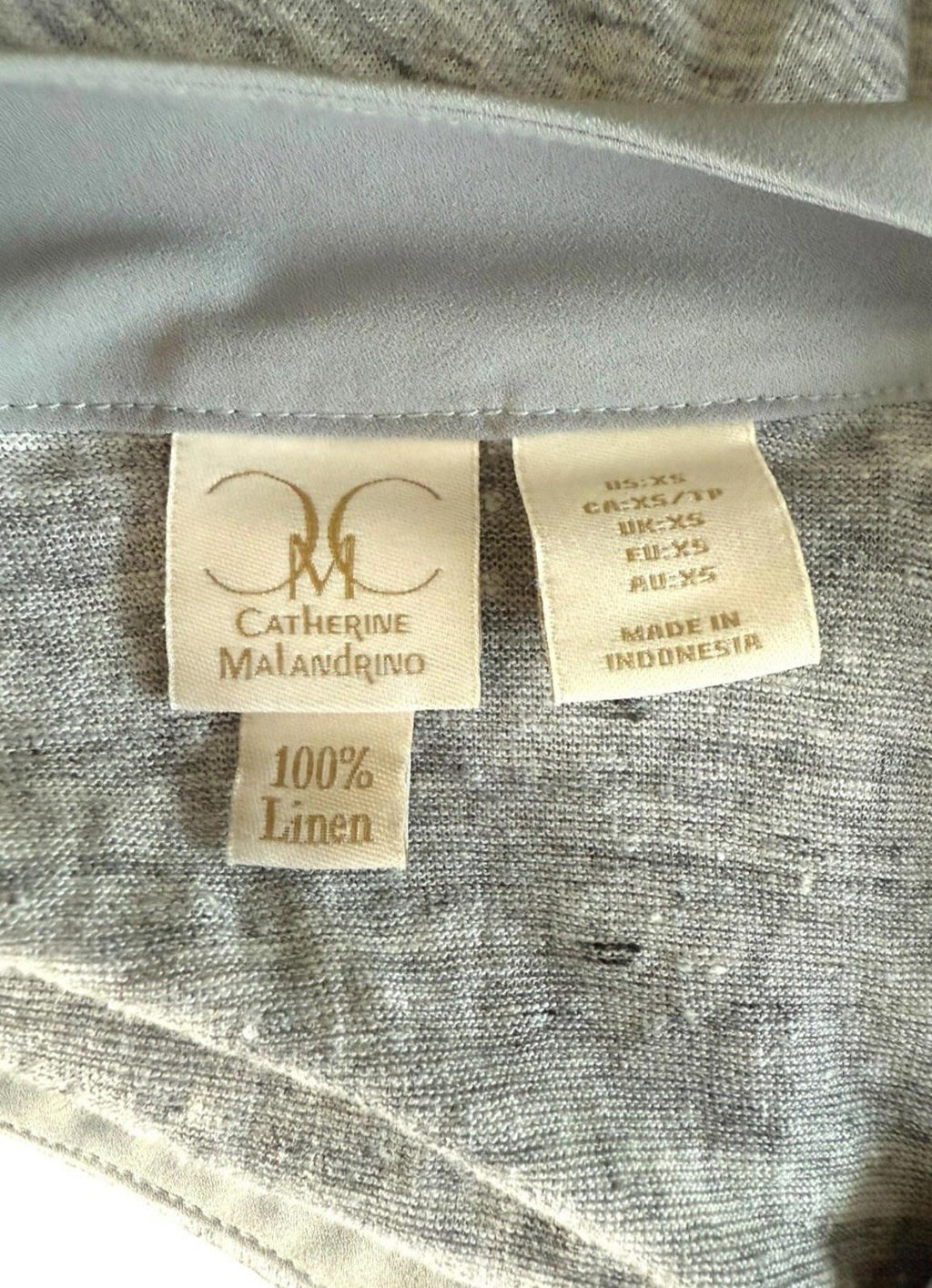100% Pure Gray Catherine Malandrino Grey Sleeveless Vest 100% Linen Women's UK Size XS