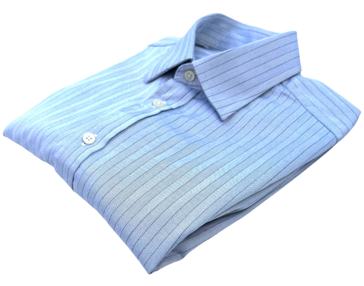 Charles Tyrwhitt Shirt Long Sleeve Striped 100% Cotton Blue Men's UK Size Large
