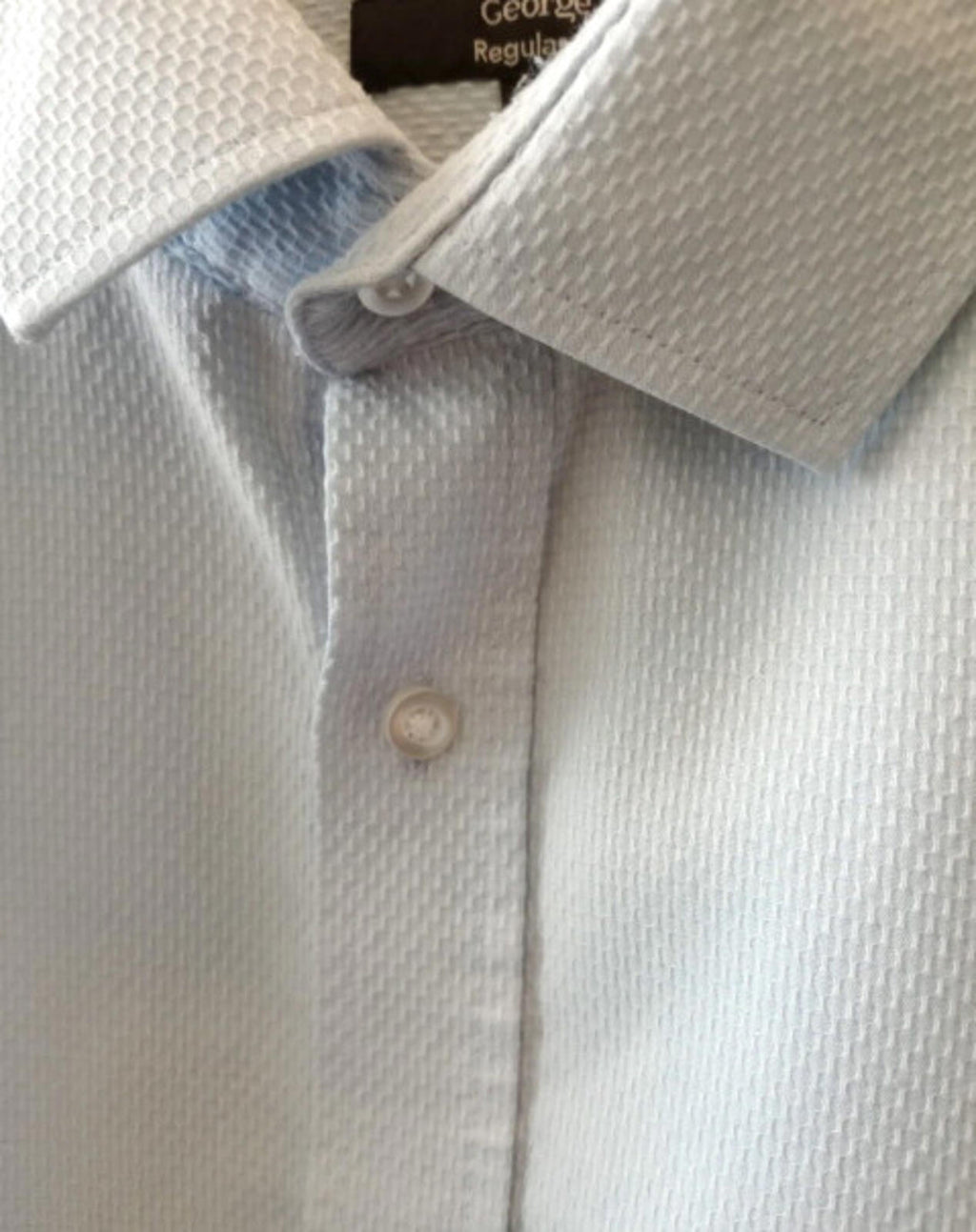 George Light Blue Textured Men's Shirt UK Size 2XL Regular Fit 48" - 50" Chest
