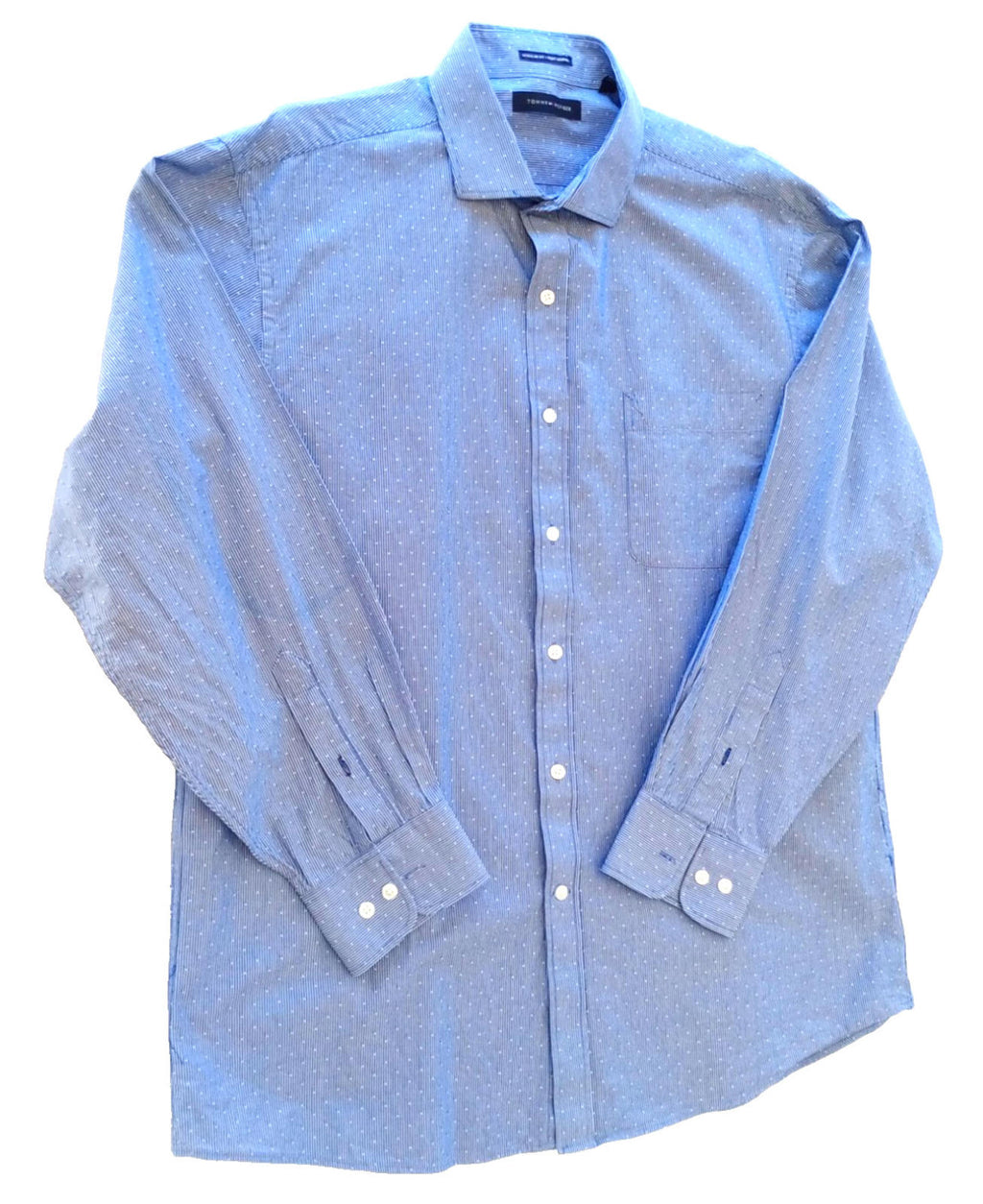 Tommy Hilfiger Shirt Men's UK Size L Blue Geometric Long Sleeve Pockets