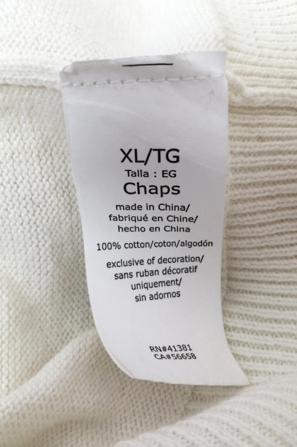 Chaps Cream Chaps Ralph Lauren Jumper Vest Men's Size XL Sweater Sleeveless Cream Cotton