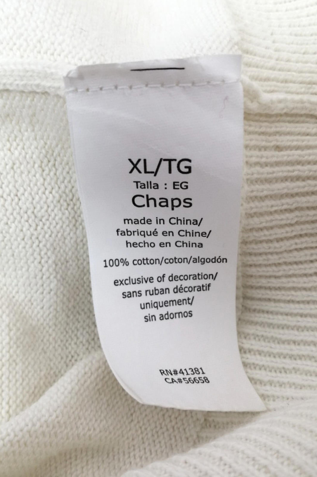 Chaps Cream Chaps Ralph Lauren Jumper Vest Men's Size XL Sweater Sleeveless Cream Cotton
