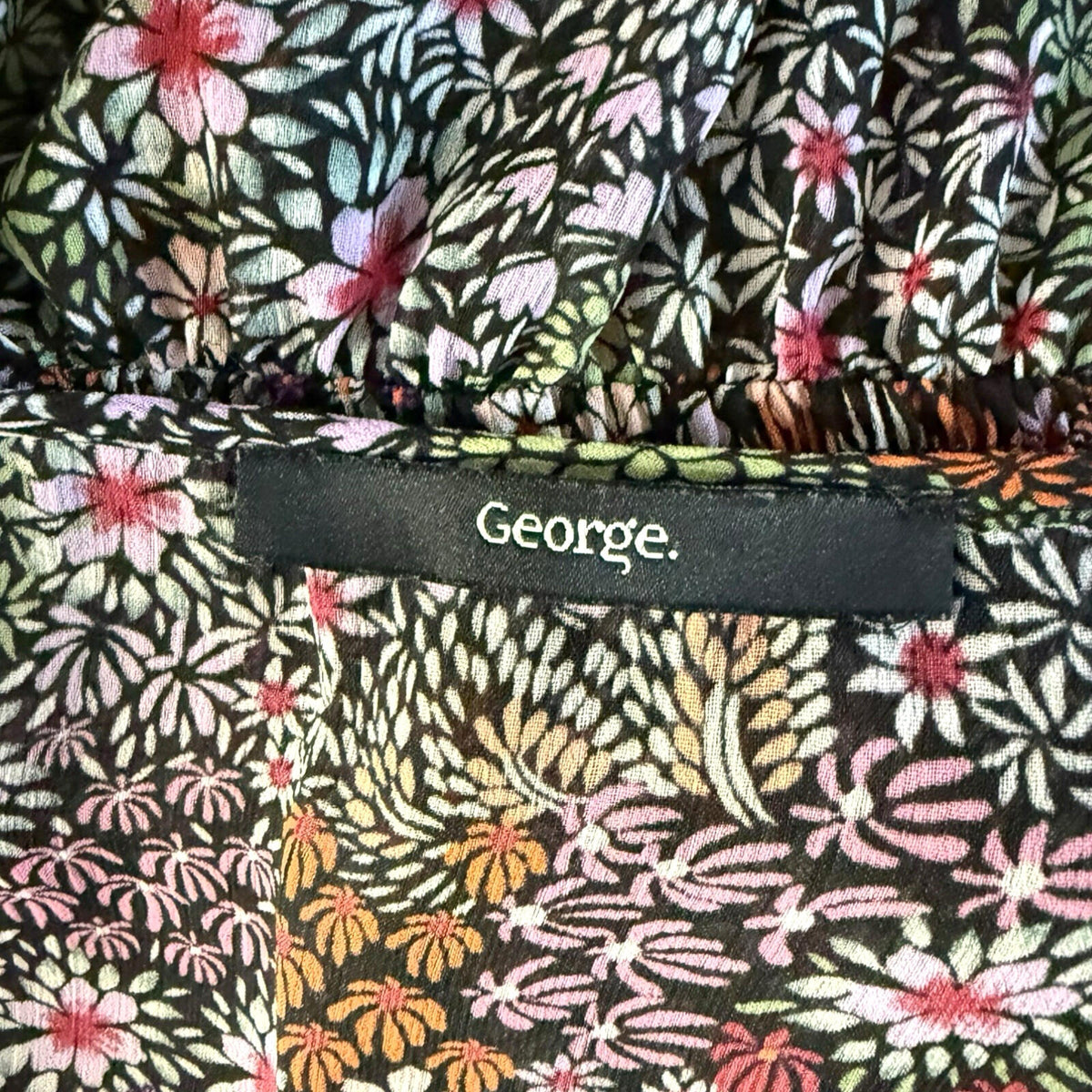 George Black George Floral chiffon Blouse Women's UK Size Multicolour Long Sleeve Semi Sheer