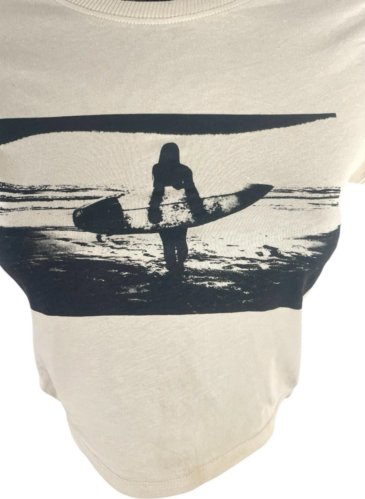 Divided Beige Divided Beige Cropped T-shirt Graphic Surf Print Women's UK Size XS