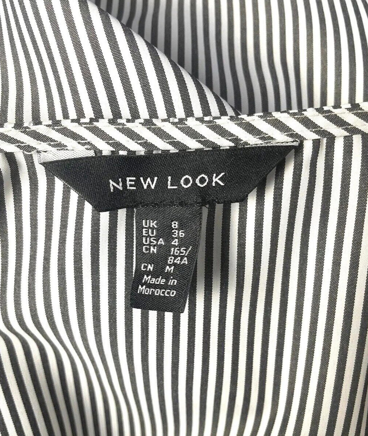 New Look Striped Wrap Shirt Blouse Top Women's UK Size 8 Puff Sleeve Waist Tie