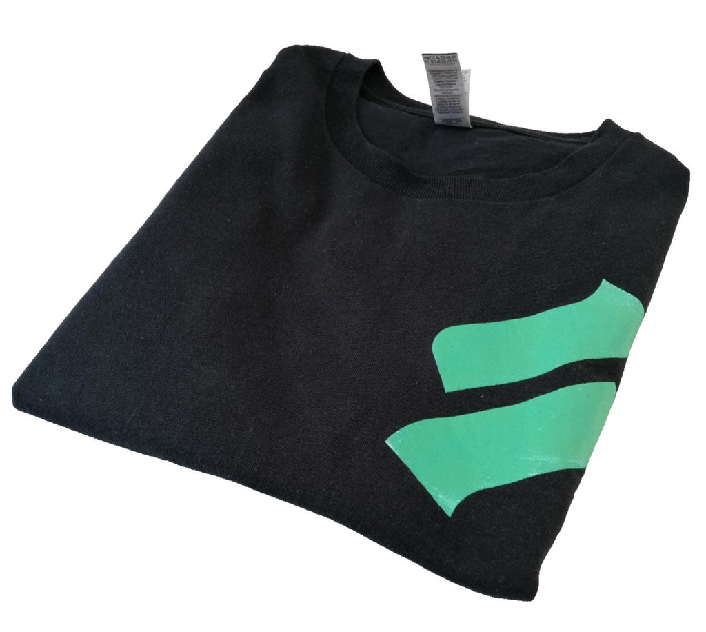 Gildan Black Front Commun Graphic Print T-Shirt Men's Size S Black Crew Neck 100% Cotton