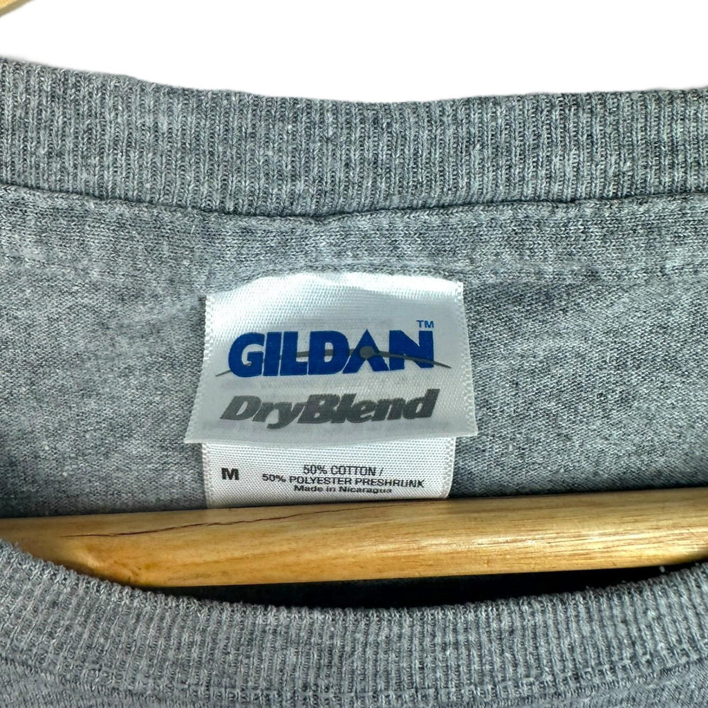 Gildan Gray Tully Lacrosse T-Shirt Men's UK Size M Grey Graphic Print Short Sleeve Crew Neck