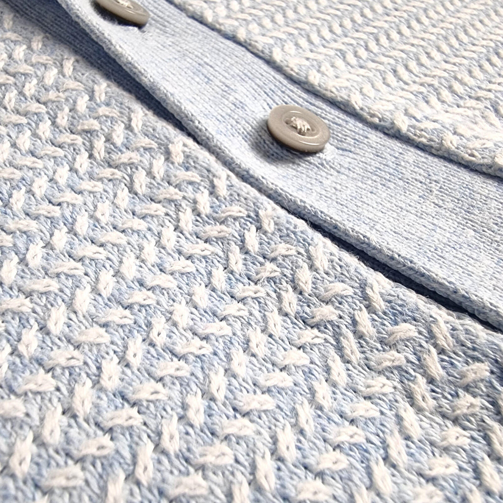 Next LightBlue Next Knit Polo Shirt Men's UK Size S Textured Sky Blue Short Sleeve 100% Cotton