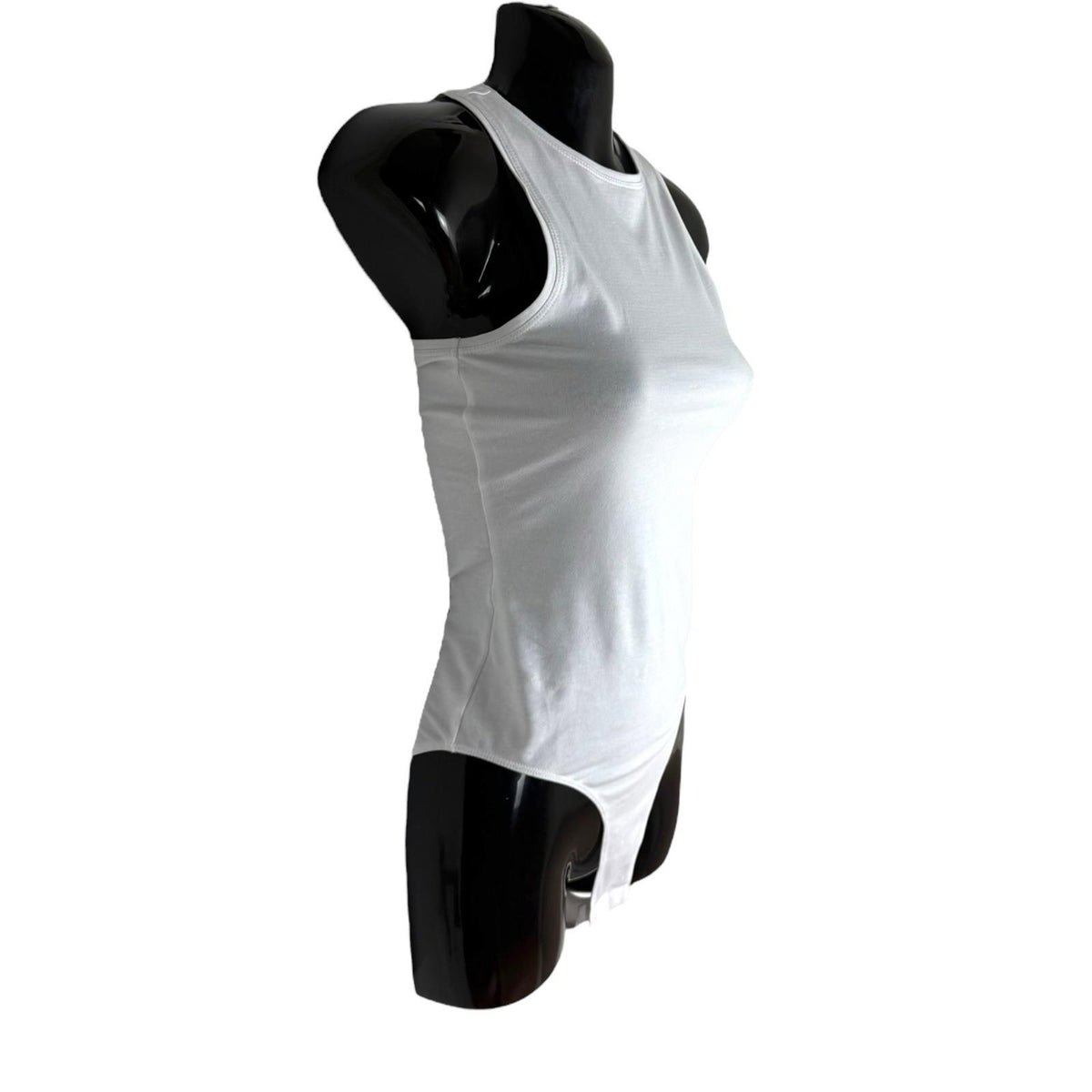 New Look White Bodysuit Women's UK Size 6 White Jersey Sleeveless Round Neck Snap