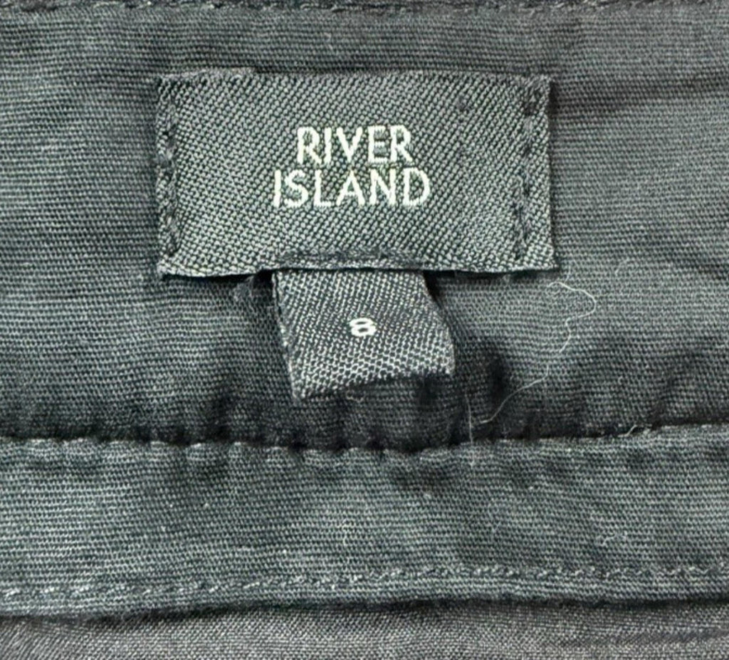 River Island Tweed A-Line Mini Skirt Faux Leather High Waist Women's UK Size 8