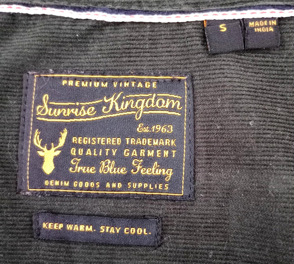 Sunrise Kingdom Corduroy Shirt Men's UK Size S Black Long Sleeve Pocket