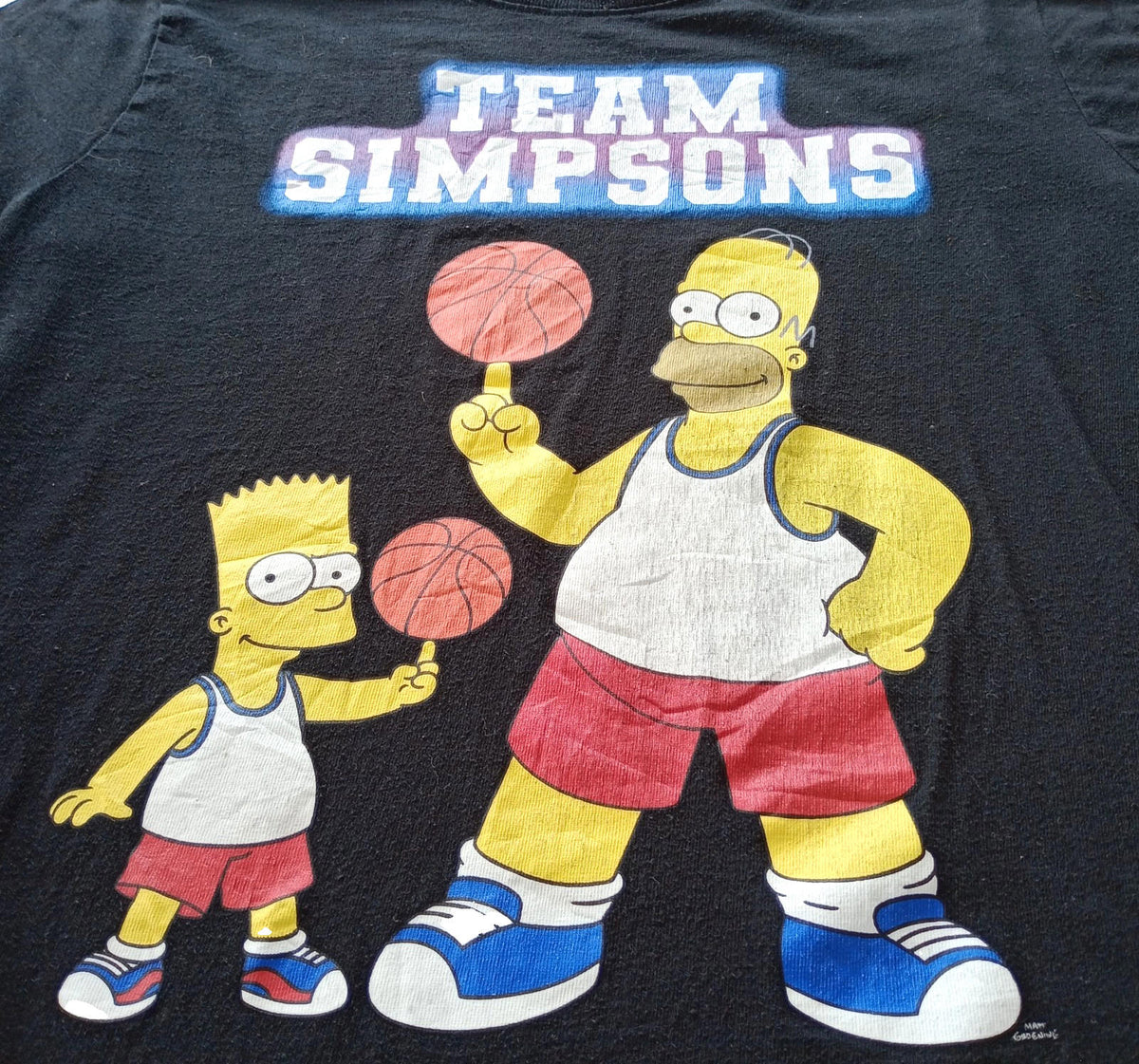 Fox Black Team Simpsons Graphic Print T-Shirt Men's UK Size L Black Crew Neck Basketball