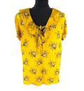 Dorothy Perkins Floral Blouse Women's UK Size 14 Yellow Ruffle Collar Tie Neck
