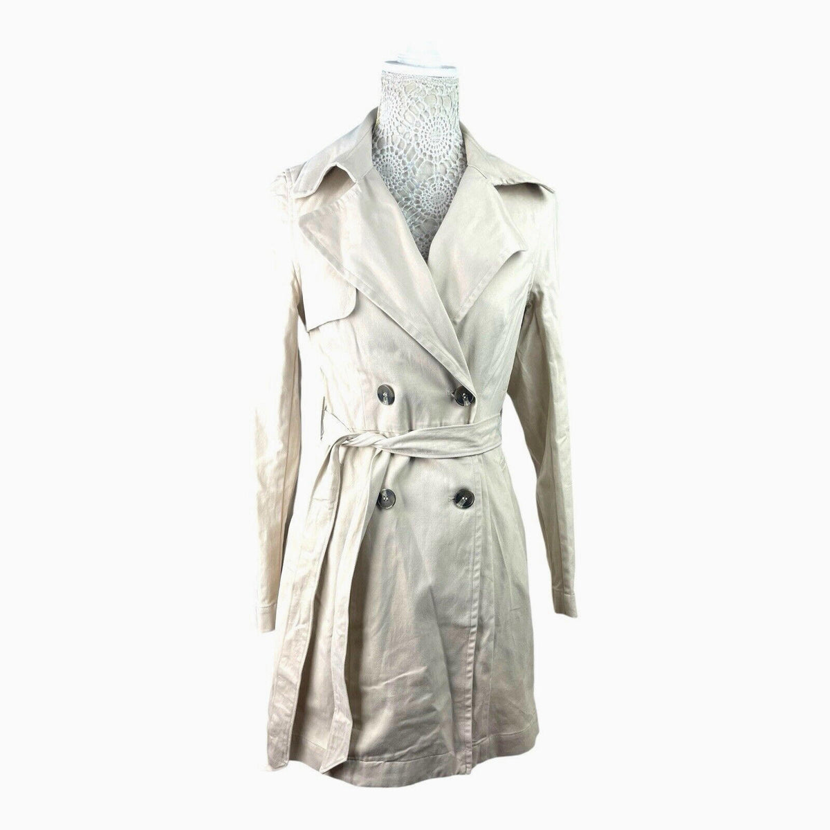 Divided Trench Coat Light Beige Cotton Double Breasted Belted Women's UK Size XS