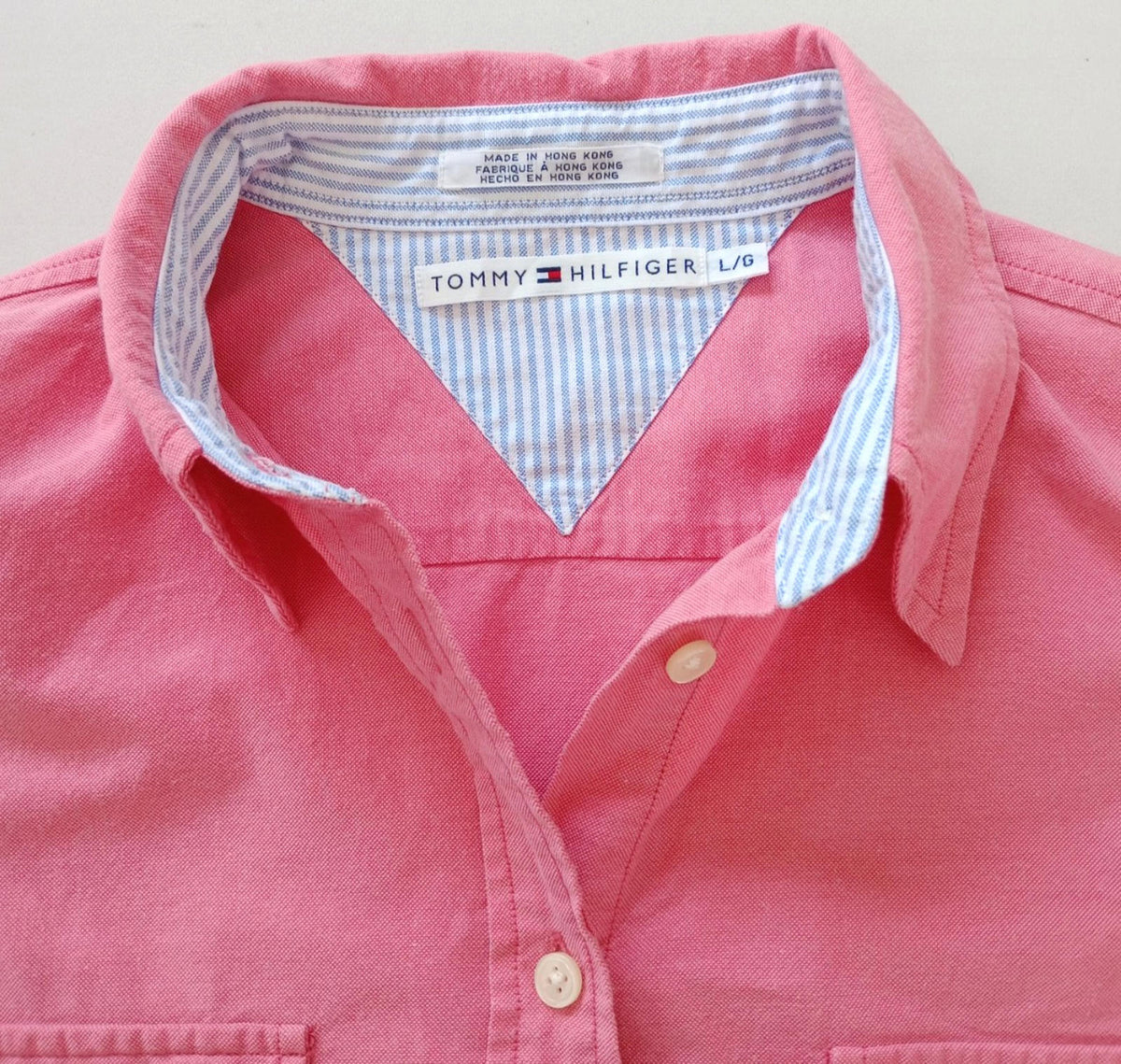 Tommy Hilfiger Shirt Men's UK Size S Pink Long Sleeve Pockets 100% Cotton