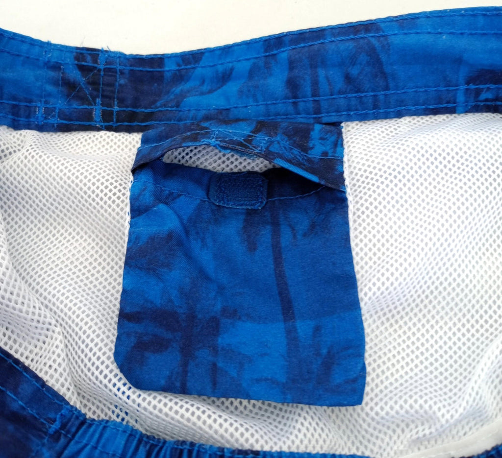 Tu Blue Palm Tree Swim Shorts Men's UK Size L Blue Pockets Drawstring Hawaiian Print