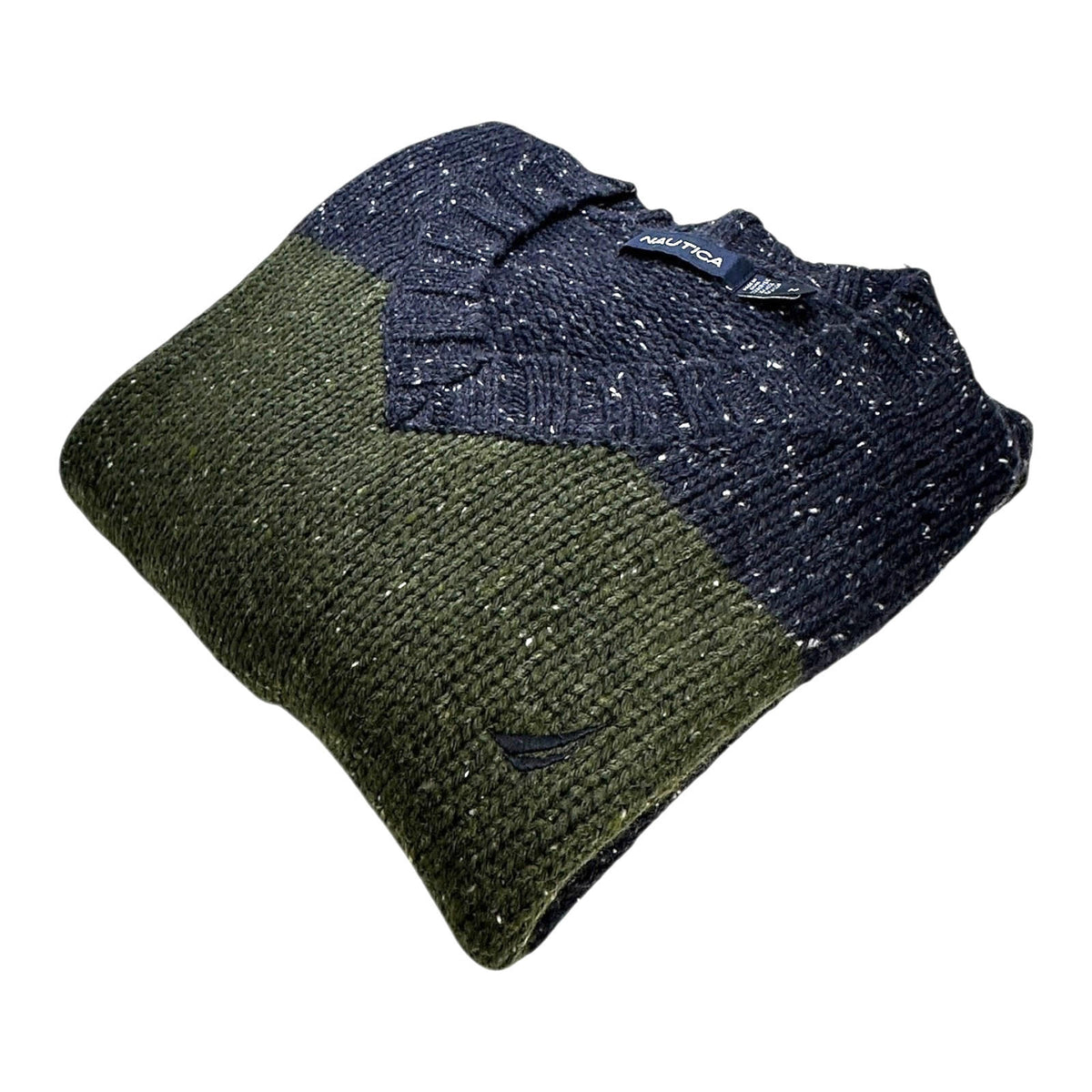 Nautica Chunky Knit Jumper Men's UK Size M Navy Blue Long Sleeve Easy Care V-Neck
