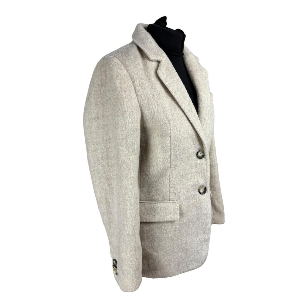 Stradivarius Wool Blazer Jacket Women’s UK Size XS Relaxed Fit Beige