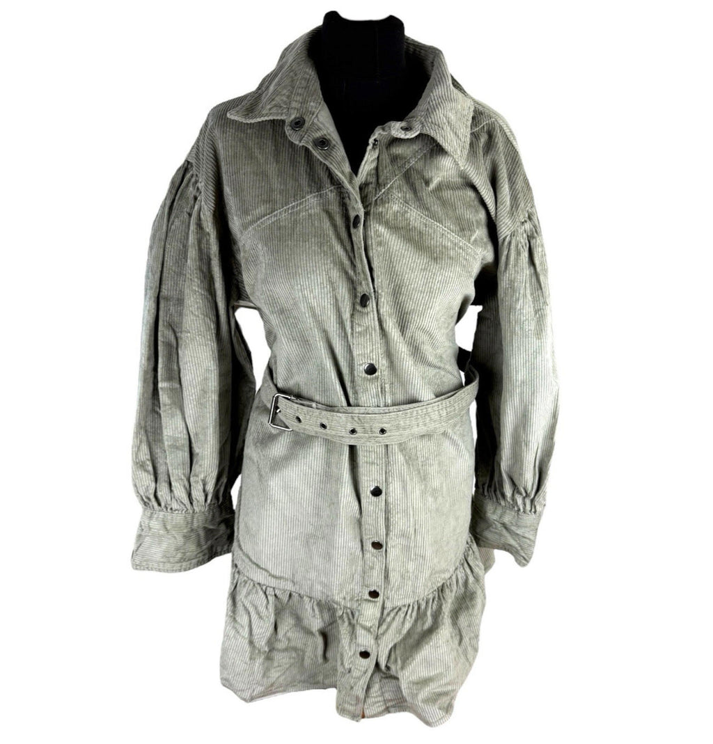 ASOS Khaki Green Shirt Dress Corduroy Belted Women’s UK Size 18